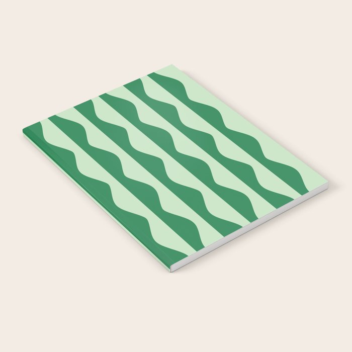 Retro Wavy Lines Pattern in Green Notebook Gallery Image 2