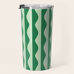 Retro Wavy Lines Pattern in Green Travel Mug Gallery Image 3