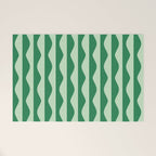 Retro Wavy Lines Pattern in Green Welcome Mat Gallery Image 1