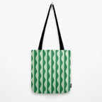 Retro Wavy Lines Pattern in Green Tote Bag Gallery Image 2