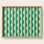 Retro Wavy Lines Pattern in Green Serving Tray Gallery Image 1
