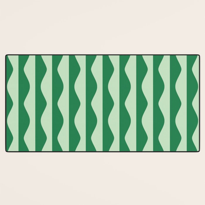 Retro Wavy Lines Pattern in Green Desk Mat Gallery Image 3