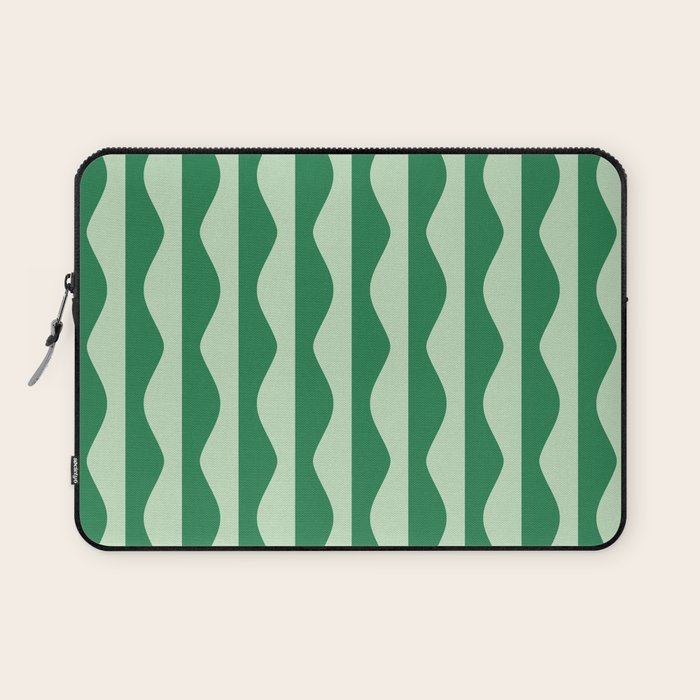 Retro Wavy Lines Pattern in Green Laptop Sleeve Gallery Image 1