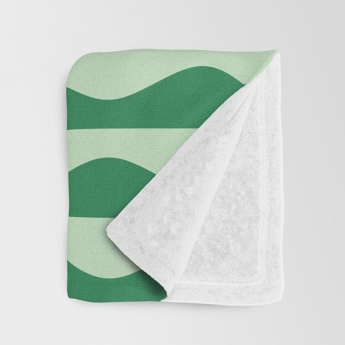 Retro Wavy Lines Pattern in Green Throw Blanket Gallery Image 3