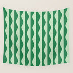 Retro Wavy Lines Pattern in Green Wall Tapestry Gallery Image 4