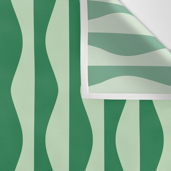 Retro Wavy Lines Pattern in Green Wall Tapestry Gallery Image 3