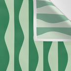Retro Wavy Lines Pattern in Green Wall Tapestry Gallery Image 3