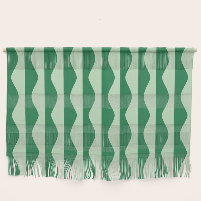 Retro Wavy Lines Pattern in Green Wall Hanging Gallery Image 1