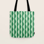 Retro Wavy Lines Pattern in Green Tote Bag Gallery Image 1