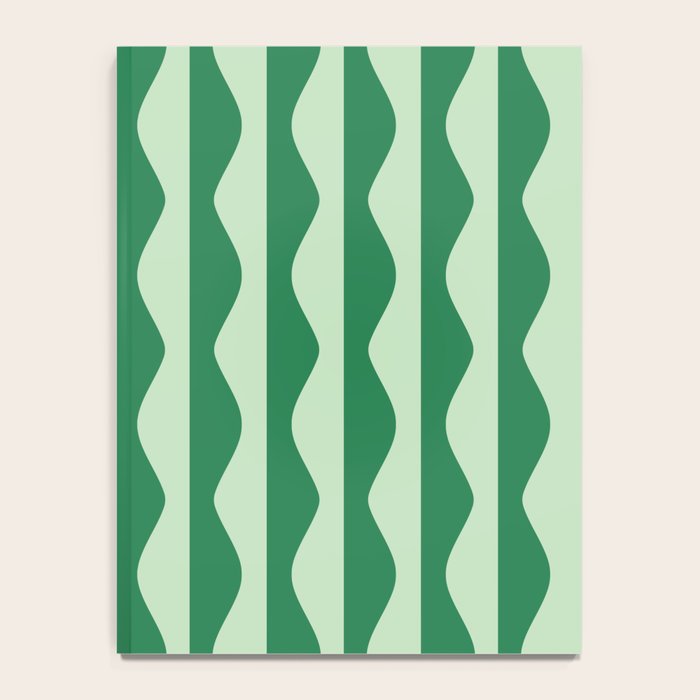 Retro Wavy Lines Pattern in Green Notebook Gallery Image 4
