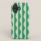 Retro Wavy Lines Pattern in Green iPhone Case Gallery Image 1