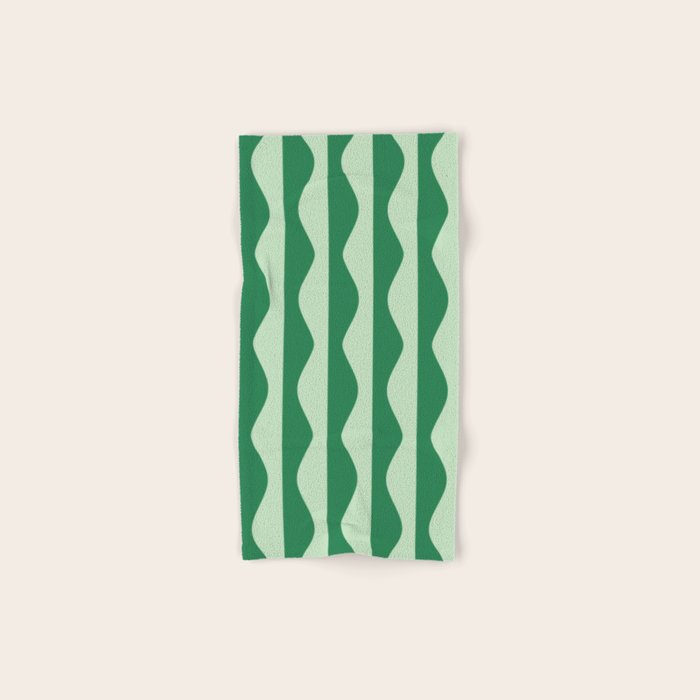Retro Wavy Lines Pattern in Green Bath Towel Gallery Image 1