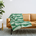Retro Wavy Lines Pattern in Green Throw Blanket Gallery Image 1