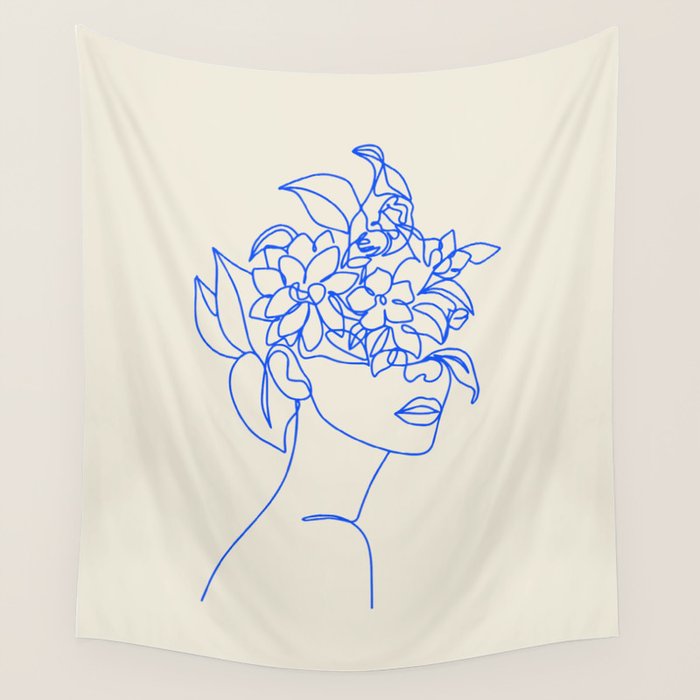The Girl with the Flowers: Off-White Edition Wall Tapestry Gallery Image 1