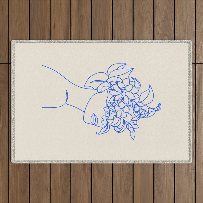 The Girl with the Flowers: Off-White Edition Outdoor Rug Gallery Image 1