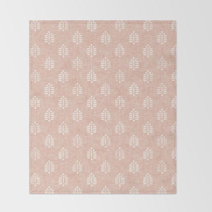 block print palms on blush Throw Blanket Gallery Image 2