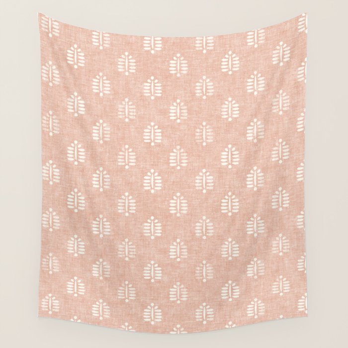 block print palms on blush Wall Tapestry Gallery Image 4