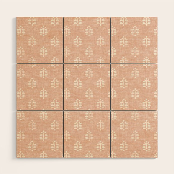 block print palms on blush Wood Wall Art Gallery Image 1