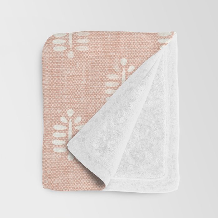 block print palms on blush Throw Blanket Gallery Image 3