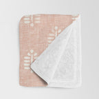 block print palms on blush Throw Blanket Gallery Image 3