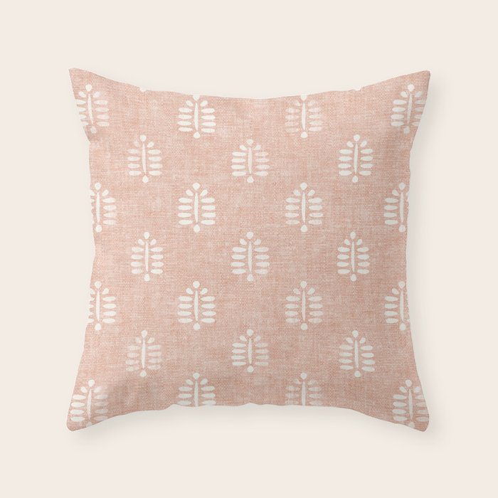 block print palms on blush Throw Pillow Gallery Image 6