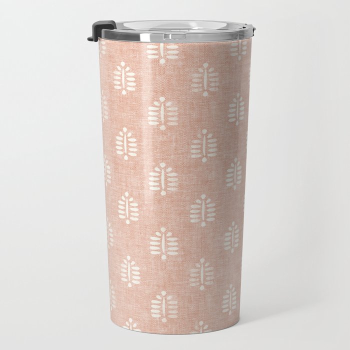 block print palms on blush Travel Mug Gallery Image 3