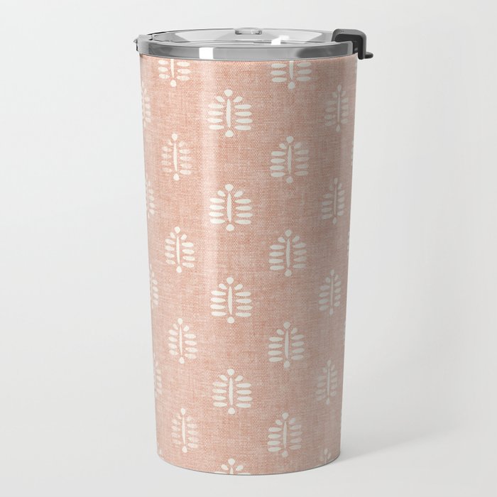 block print palms on blush Travel Mug Gallery Image 2