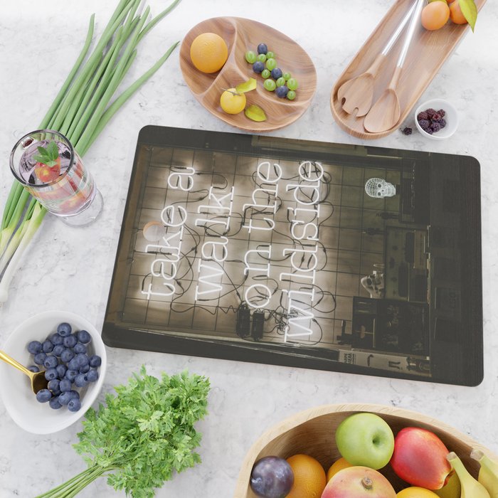 Hey Baby Take a Walk on the Wild Side -  70s Lou Reed quote street art neon retro typography Cutting Board Gallery Image 2