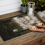 Hey Baby Take a Walk on the Wild Side -  70s Lou Reed quote street art neon retro typography Outdoor Rug Gallery Image 2