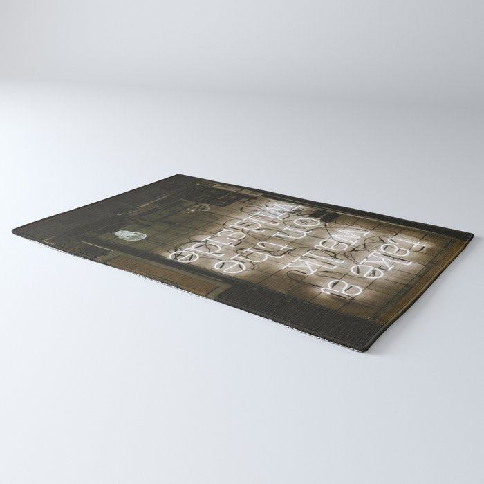 Hey Baby Take a Walk on the Wild Side -  70s Lou Reed quote street art neon retro typography Rug Gallery Image 3