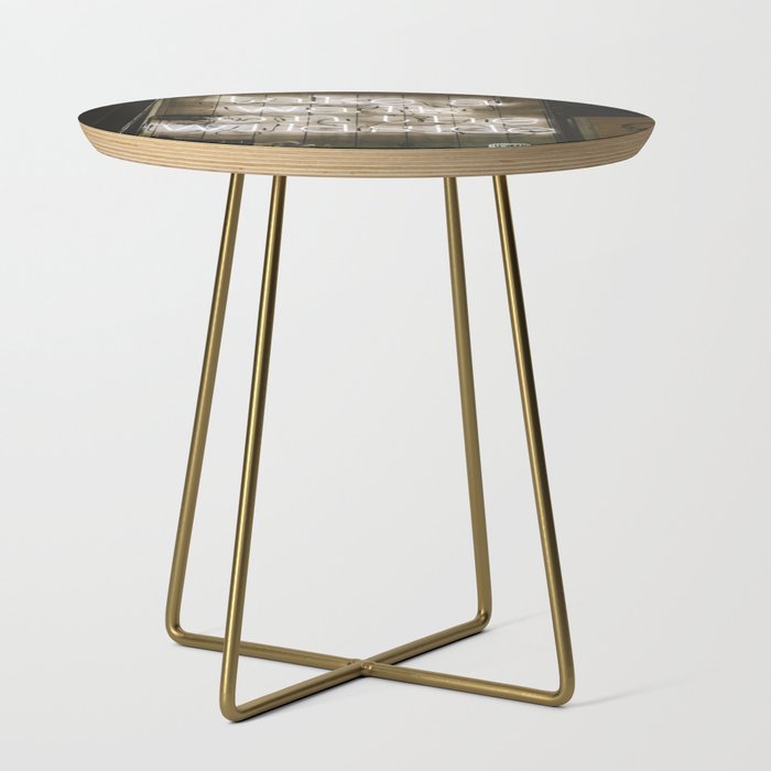 Hey Baby Take a Walk on the Wild Side -  70s Lou Reed quote street art neon retro typography Side Table Gallery Image 1
