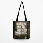 Hey Baby Take a Walk on the Wild Side -  70s Lou Reed quote street art neon retro typography Tote Bag Gallery Image 2