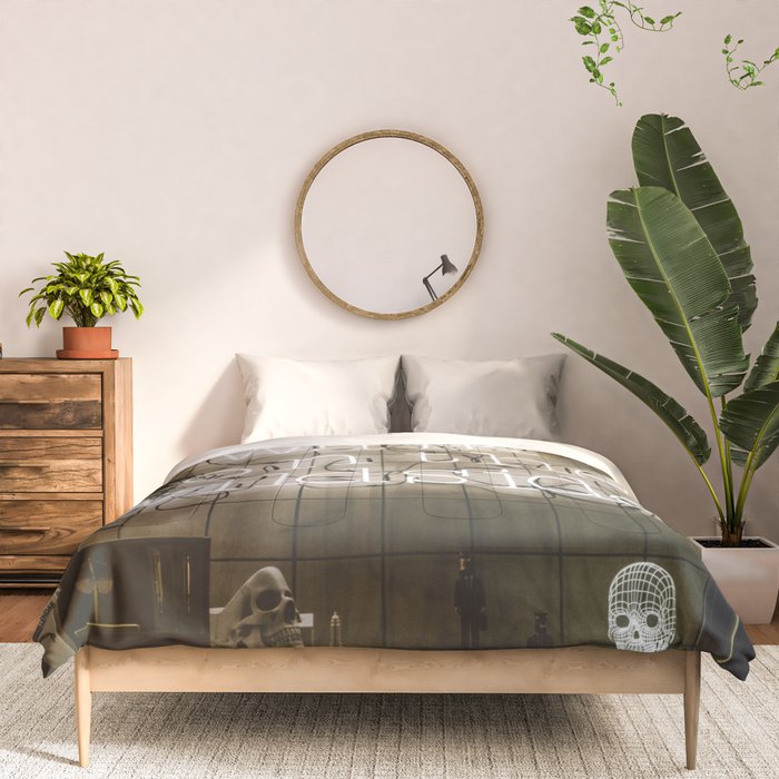 Hey Baby Take a Walk on the Wild Side -  70s Lou Reed quote street art neon retro typography Comforter Gallery Image 3