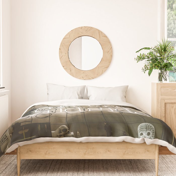 Hey Baby Take a Walk on the Wild Side -  70s Lou Reed quote street art neon retro typography Duvet Cover Gallery Image 3