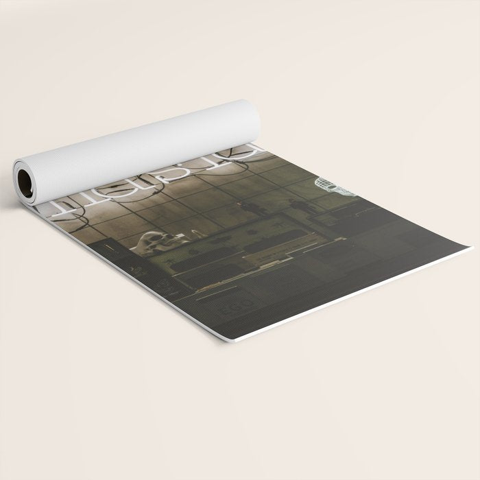 Hey Baby Take a Walk on the Wild Side -  70s Lou Reed quote street art neon retro typography Yoga Mat Gallery Image 2