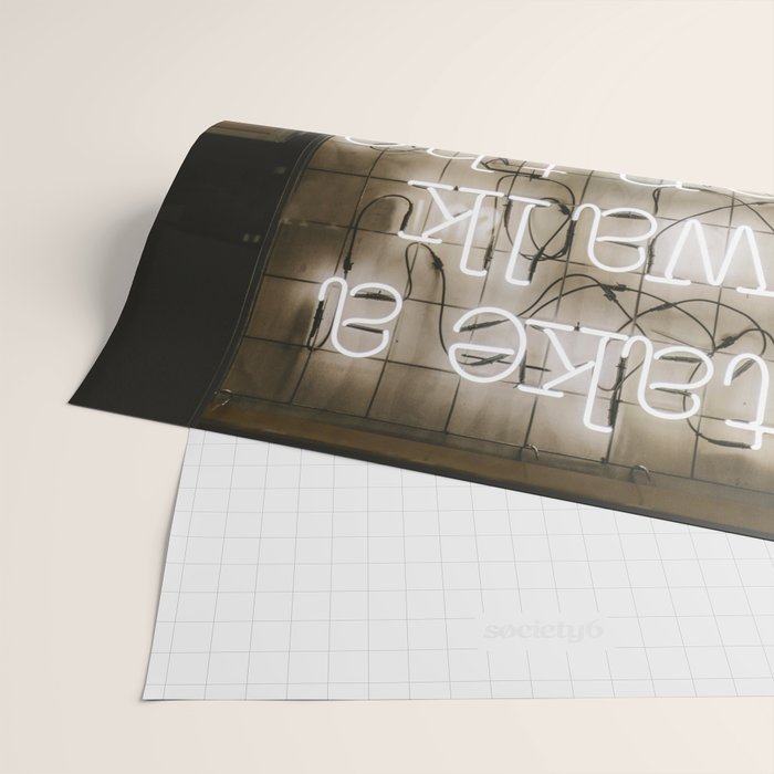 Hey Baby Take a Walk on the Wild Side -  70s Lou Reed quote street art neon retro typography Wrapping Paper Gallery Image 2