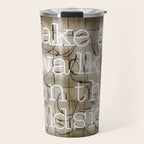 Hey Baby Take a Walk on the Wild Side -  70s Lou Reed quote street art neon retro typography Travel Mug Gallery Image 1