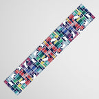 Rainbow bookshelf // navy blue background white shelf and library cats Table Runner Gallery Image 3