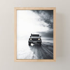 landrover defender in iceland Mini Art Print Gallery Image 1