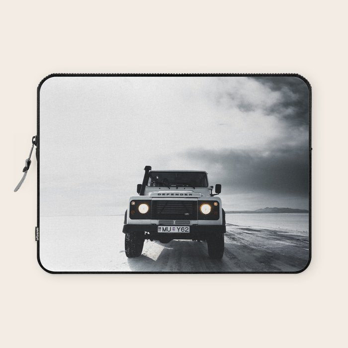 landrover defender in iceland Laptop Sleeve Gallery Image 1