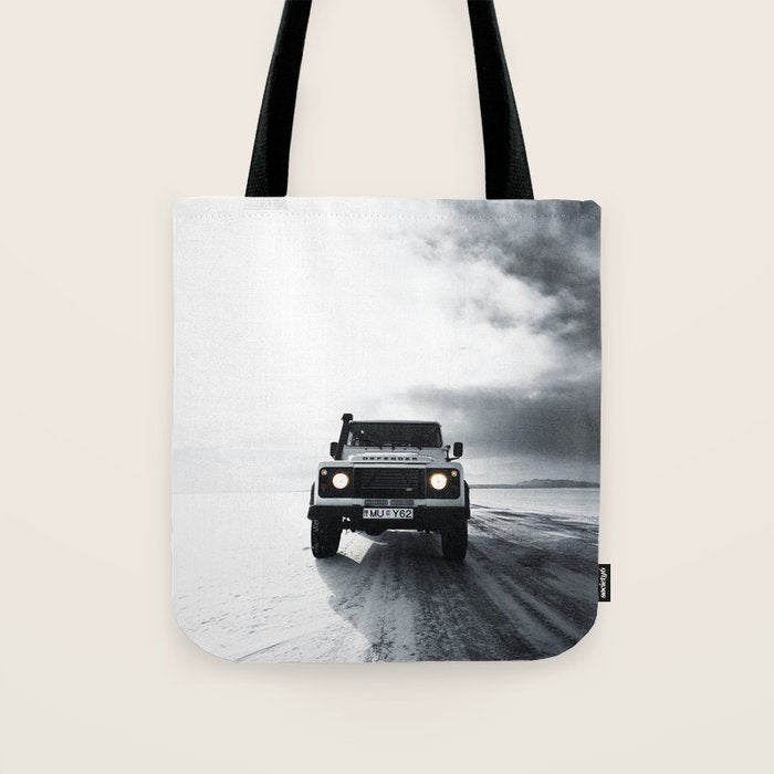 landrover defender in iceland Tote Bag Gallery Image 1