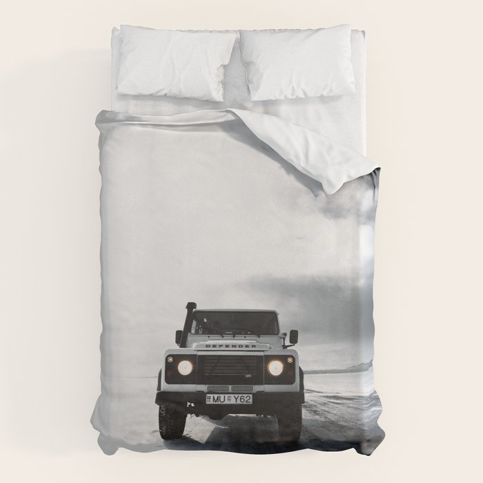 landrover defender in iceland Duvet Cover Gallery Image 1