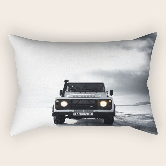 landrover defender in iceland Rectangular Pillow Gallery Image 1