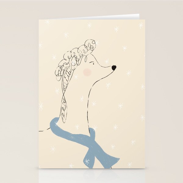 Winter Poodle Stationery Card Gallery Image 1