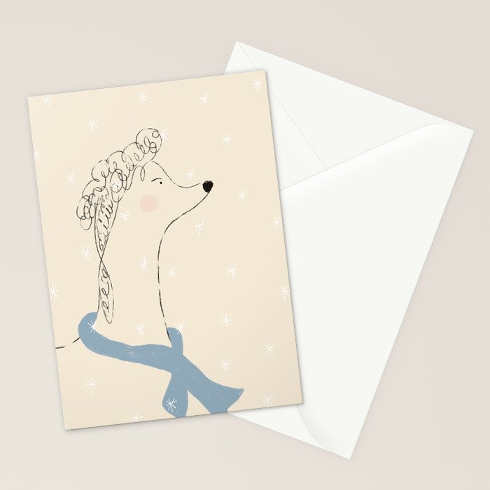 Winter Poodle Stationery Card Gallery Image 2