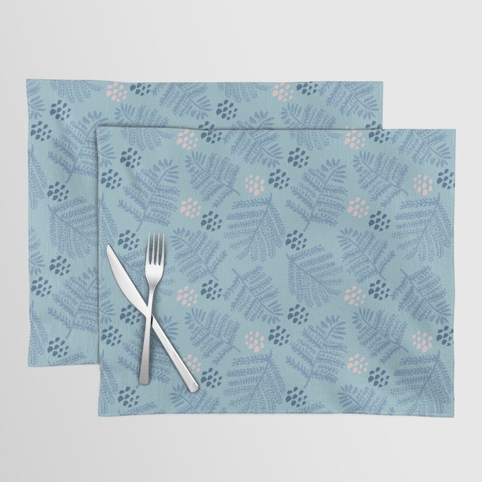 Winter & Woodsy Pine Trees in Warm Blue Placemat Gallery Image 1