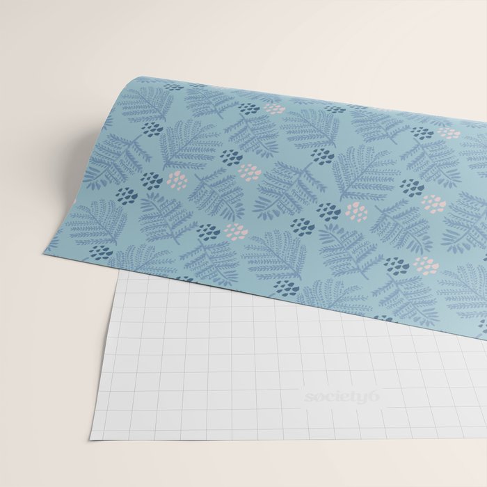 Winter & Woodsy Pine Trees in Warm Blue Wrapping Paper Gallery Image 2