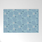 Winter & Woodsy Pine Trees in Warm Blue Welcome Mat Gallery Image 1