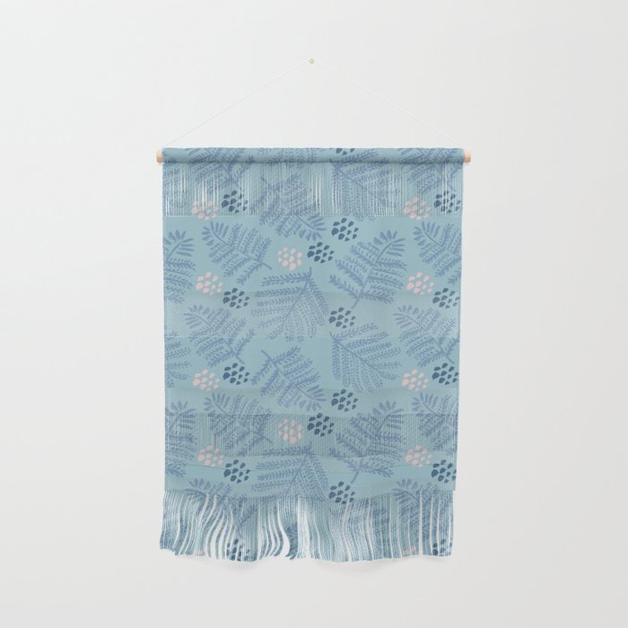 Winter & Woodsy Pine Trees in Warm Blue Wall Hanging Gallery Image 1