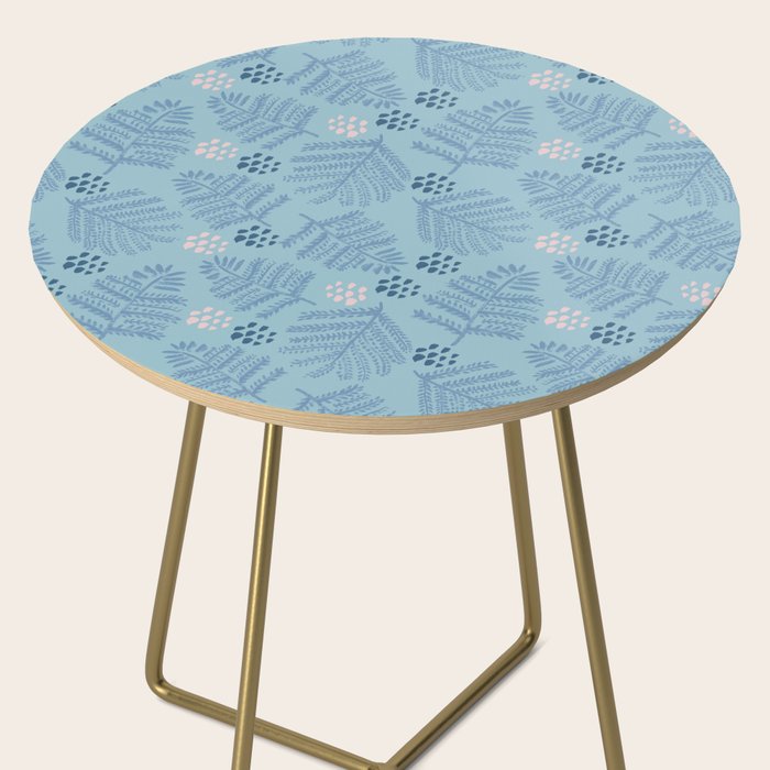 Winter & Woodsy Pine Trees in Warm Blue Side Table Gallery Image 2
